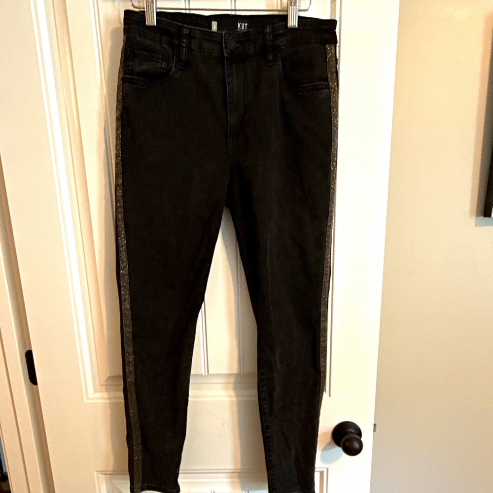 KUT from the Kloth Women's High-Rise Ankle Skinny Jeans Black Denim 5-Pocket 6